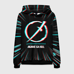 Толстовка-худи мужская Символ Akame ga Kill в стиле glitch на темном фоне, цвет: 3D-черный