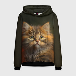 Толстовка-худи мужская Пушистый рыжий котенок, цвет: 3D-черный