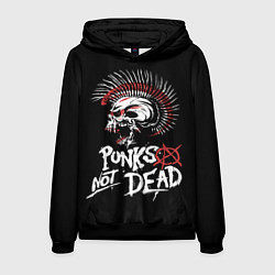 Толстовка-худи мужская Punks not dead - анархия, цвет: 3D-черный