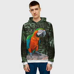 Толстовка-худи мужская Попугай Макао, цвет: 3D-белый — фото 2