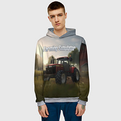 Толстовка-худи мужская Farming Simulator - Красный трактор, цвет: 3D-меланж — фото 2