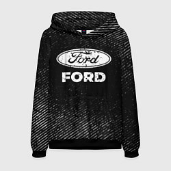 Толстовка-худи мужская Ford с потертостями на темном фоне, цвет: 3D-черный