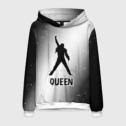 Толстовка-худи мужская Queen glitch на светлом фоне, цвет: 3D-белый