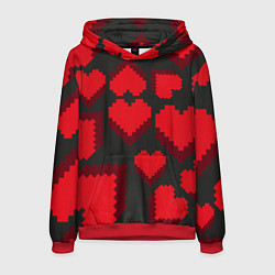 Толстовка-худи мужская Pixel hearts, цвет: 3D-красный
