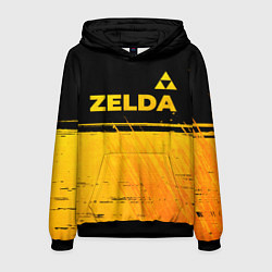 Толстовка-худи мужская Zelda - gold gradient: символ сверху, цвет: 3D-черный