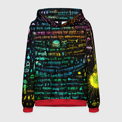 Толстовка-худи мужская Символы психоделика - нейронная сеть, цвет: 3D-красный