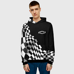 Толстовка-худи мужская Chevrolet racing flag, цвет: 3D-черный — фото 2