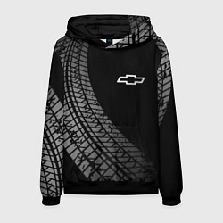 Толстовка-худи мужская Chevrolet tire tracks, цвет: 3D-черный