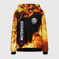 Толстовка-худи мужская Motorhead и пылающий огонь, цвет: 3D-черный