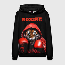 Толстовка-худи мужская Boxing tiger, цвет: 3D-черный