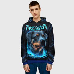 Толстовка-худи мужская Rottweiler and lightnings, цвет: 3D-синий — фото 2