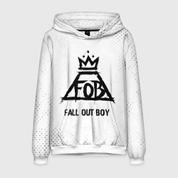 Толстовка-худи мужская Fall Out Boy glitch на светлом фоне, цвет: 3D-белый