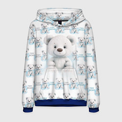 Толстовка-худи мужская Плюшевый белый медведь, цвет: 3D-синий