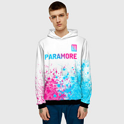 Толстовка-худи мужская Paramore neon gradient style: символ сверху, цвет: 3D-черный — фото 2