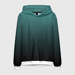 Толстовка-худи мужская Градиент зелено-черный, цвет: 3D-белый