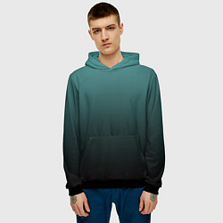 Толстовка-худи мужская Градиент зелено-черный, цвет: 3D-черный — фото 2