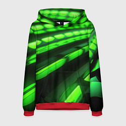 Толстовка-худи мужская Green neon abstract, цвет: 3D-красный