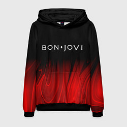 Толстовка-худи мужская Bon Jovi red plasma, цвет: 3D-черный