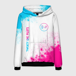 Толстовка-худи мужская Twenty One Pilots neon gradient style: надпись, си, цвет: 3D-черный