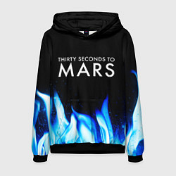 Толстовка-худи мужская Thirty Seconds to Mars blue fire, цвет: 3D-черный