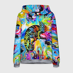 Толстовка-худи мужская Маскировка хамелеона на фоне ярких красок, цвет: 3D-меланж