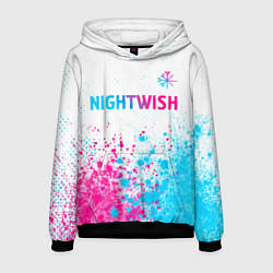 Толстовка-худи мужская Nightwish neon gradient style: символ сверху, цвет: 3D-черный