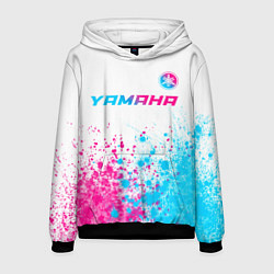 Толстовка-худи мужская Yamaha neon gradient style: символ сверху, цвет: 3D-черный