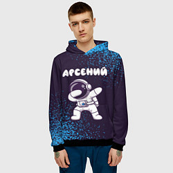 Толстовка-худи мужская Арсений космонавт даб, цвет: 3D-черный — фото 2