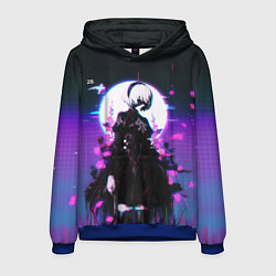 Толстовка-худи мужская Nier automata 2b neon, цвет: 3D-синий