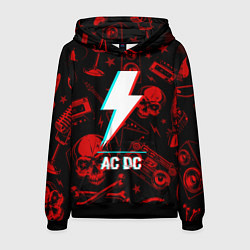 Толстовка-худи мужская AC DC rock glitch, цвет: 3D-черный