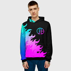 Толстовка-худи мужская Pantera неоновый огонь, цвет: 3D-черный — фото 2