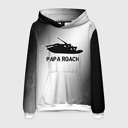 Толстовка-худи мужская Papa Roach glitch на светлом фоне, цвет: 3D-белый