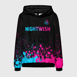 Толстовка-худи мужская Nightwish - neon gradient: символ сверху, цвет: 3D-черный