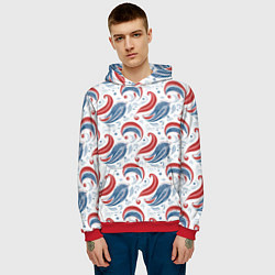 Толстовка-худи мужская Русские узоры паттерн, цвет: 3D-красный — фото 2
