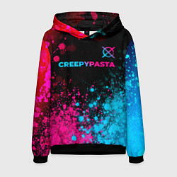 Толстовка-худи мужская CreepyPasta - neon gradient: символ сверху, цвет: 3D-черный
