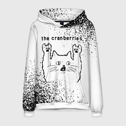 Толстовка-худи мужская The Cranberries рок кот на светлом фоне, цвет: 3D-белый