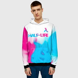 Толстовка-худи мужская Half-Life neon gradient style: символ сверху, цвет: 3D-черный — фото 2