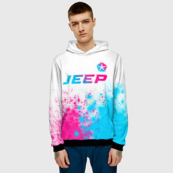 Толстовка-худи мужская Jeep neon gradient style: символ сверху, цвет: 3D-черный — фото 2
