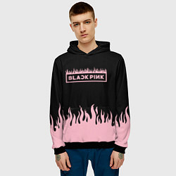 Толстовка-худи мужская Blackpink - flames, цвет: 3D-черный — фото 2