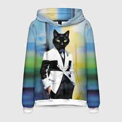 Мужская толстовка Cat fashionista - neural network - pop art