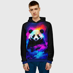 Толстовка-худи мужская Панда и краски, цвет: 3D-синий — фото 2