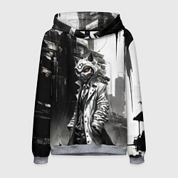 Толстовка-худи мужская Кибернетический кицунэ, цвет: 3D-меланж