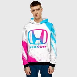 Толстовка-худи мужская Honda neon gradient style, цвет: 3D-черный — фото 2