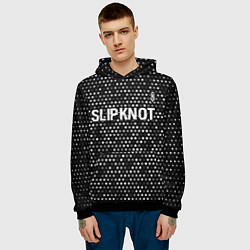 Толстовка-худи мужская Slipknot glitch на темном фоне: символ сверху, цвет: 3D-черный — фото 2