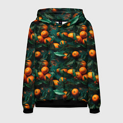 Толстовка-худи мужская Яркие апельсины, цвет: 3D-черный