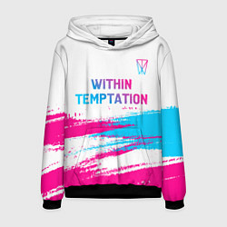 Толстовка-худи мужская Within Temptation neon gradient style: символ свер, цвет: 3D-черный