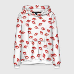 Толстовка-худи мужская Поцелуи - паттерн, цвет: 3D-белый