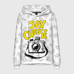 Толстовка-худи мужская Say cheese, цвет: 3D-белый