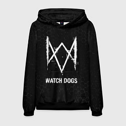 Толстовка-худи мужская Watch Dogs glitch на темном фоне, цвет: 3D-черный