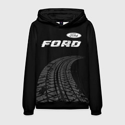 Толстовка-худи мужская Ford speed на темном фоне со следами шин: символ с, цвет: 3D-черный